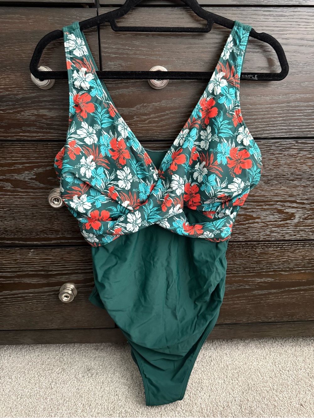 Tropical Floral Swim Suit in Teal & Coral - MATERNITY